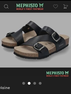 Mephisto Melaine Black Leather Double Buckle Cork Sandals,38
